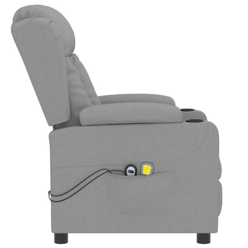 Fauteuil de relaxation avec fonction d'inclinaison électrique et massage en tissu gris clair DEC029295