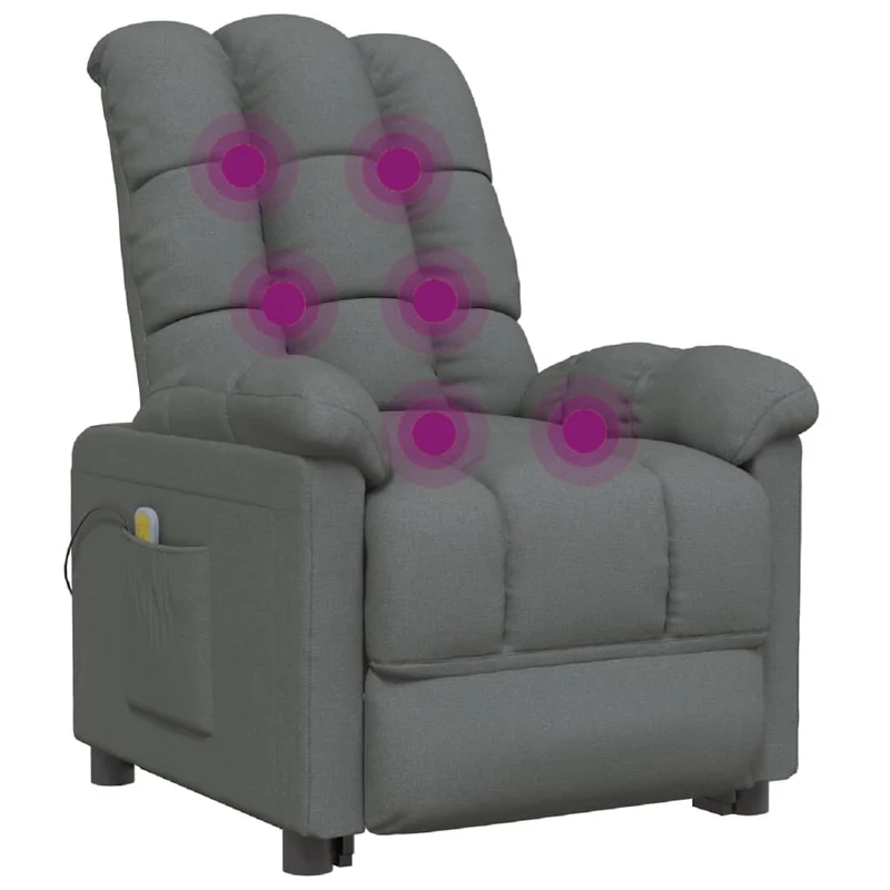 Fauteuil de relaxation avec fonction inclinaison manuelle et massage en tissu gris foncé DEC029207