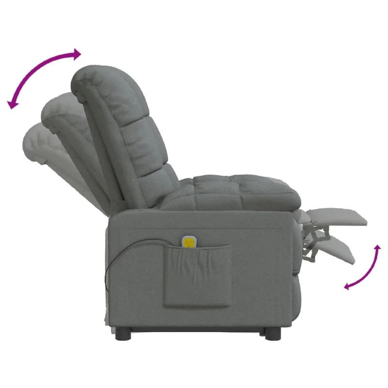 Fauteuil de relaxation avec fonction inclinaison manuelle et massage en tissu gris foncé DEC029207