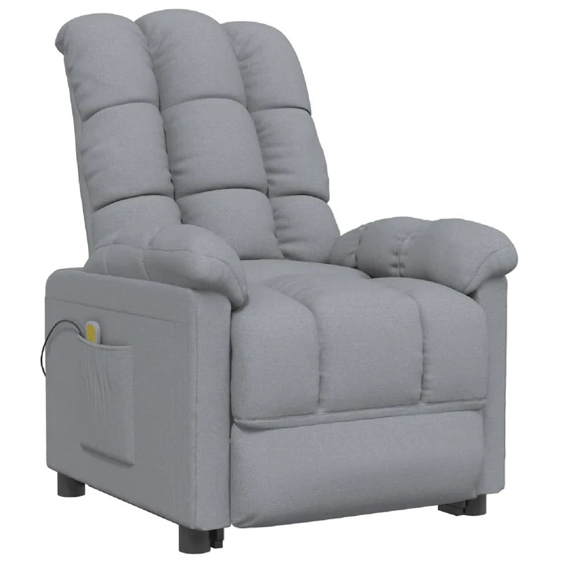 Fauteuil de relaxation avec fonction d'inclinaison manuelle et massage en tissu gris clair DEC029195