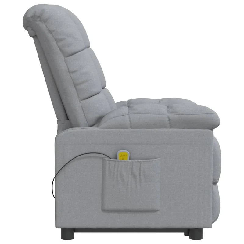 Fauteuil de relaxation avec fonction d'inclinaison manuelle et massage en tissu gris clair DEC029195