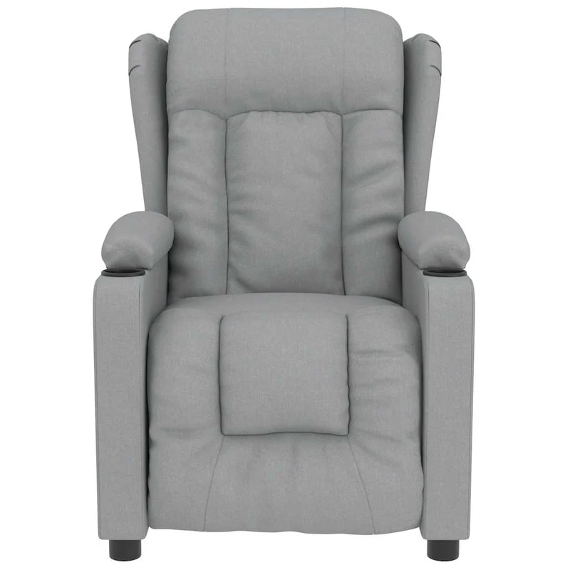 Fauteuil de relaxation avec fonction d'inclinaison manuelle et massage en tissu gris clair DEC029193
