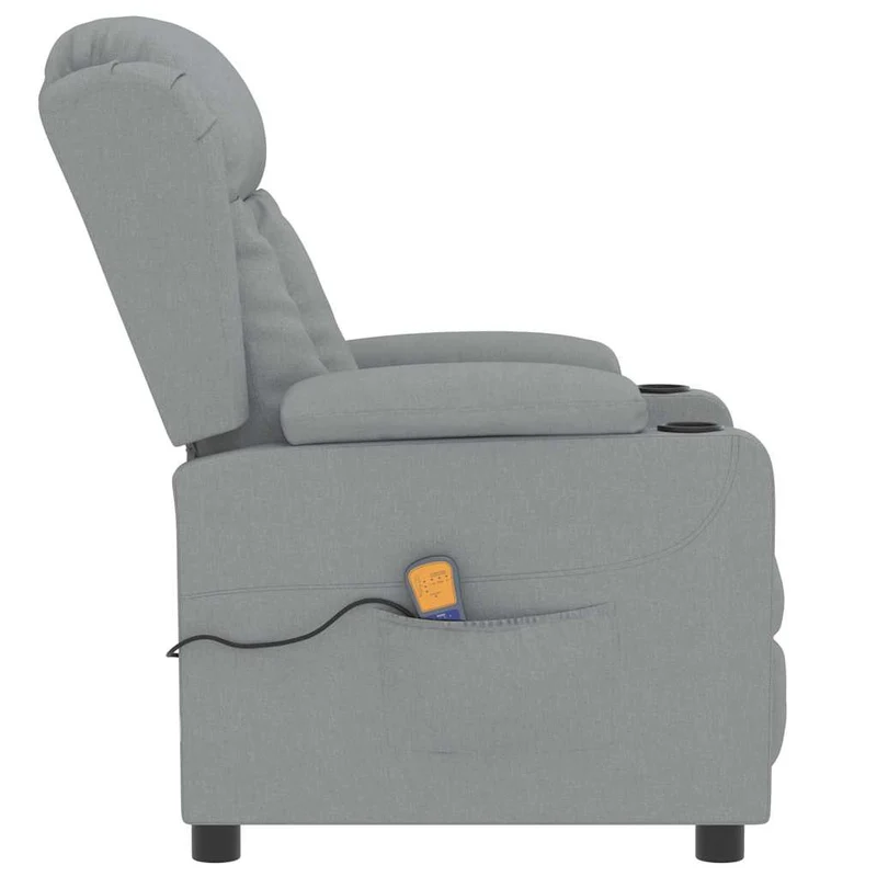 Fauteuil de relaxation avec fonction d'inclinaison manuelle et massage en tissu gris clair DEC029193