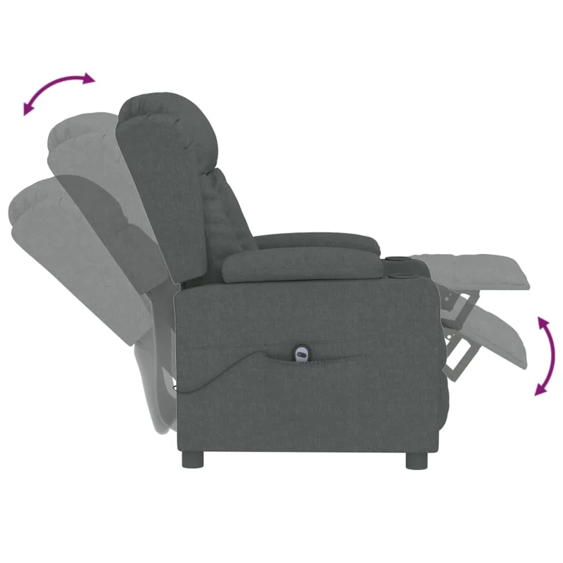 Fauteuil relax TV fonction de levage électrique très confortable en tissu gris foncé DEC028357