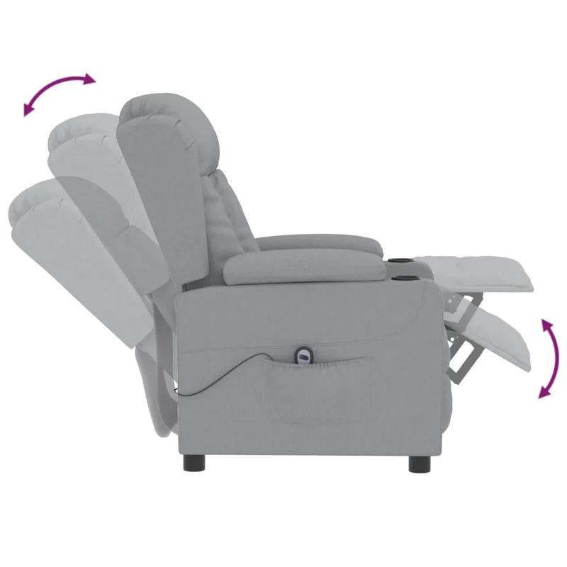 Fauteuil relax TV fonction de levage électrique très confortable en tissu gris clair DEC028303