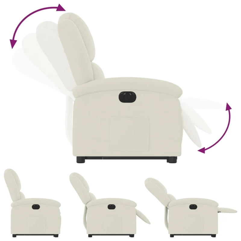 Fauteuil relax TV fonction de levage électrique très confortable en velours crème DEC028297