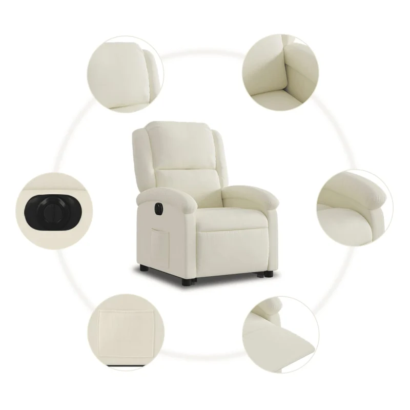 Fauteuil relax TV fonction de levage électrique très confortable en velours crème DEC028297