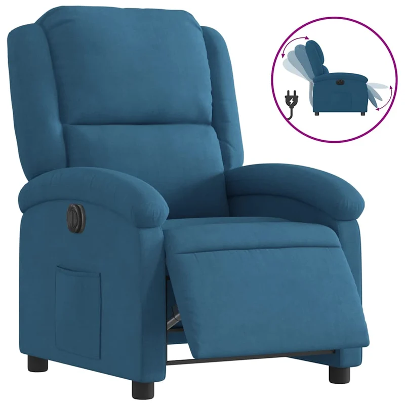 Fauteuil relax TV fonction de levage électrique très confortable en velours bleu DEC028240