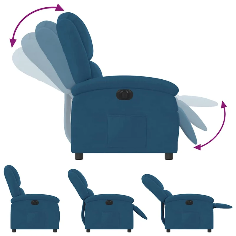 Fauteuil relax TV fonction de levage électrique très confortable en velours bleu DEC028240