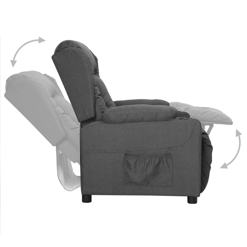 Fauteuil relax TV rembourrage confortable fonction d'inclinaison manuelle en tissu gris foncé DEC027951