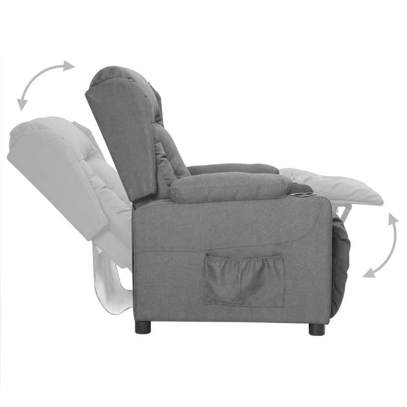 Fauteuil relax TV rembourrage confortable fonction d'inclinaison manuelle en tissu gris clair DEC027904
