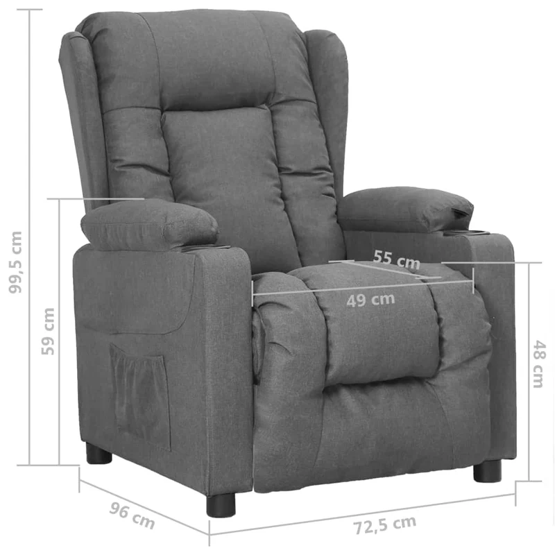 Fauteuil relax TV rembourrage confortable fonction d'inclinaison manuelle en tissu gris clair DEC027904