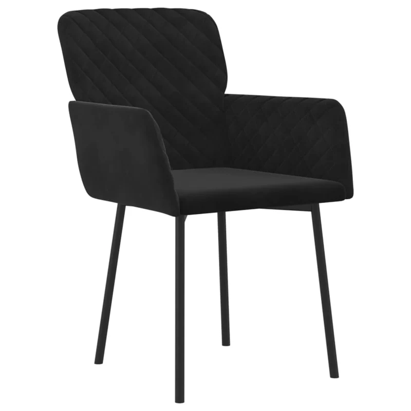 Set de 2 chaises de salle à manger en tissu velours noir et métal DEC025559