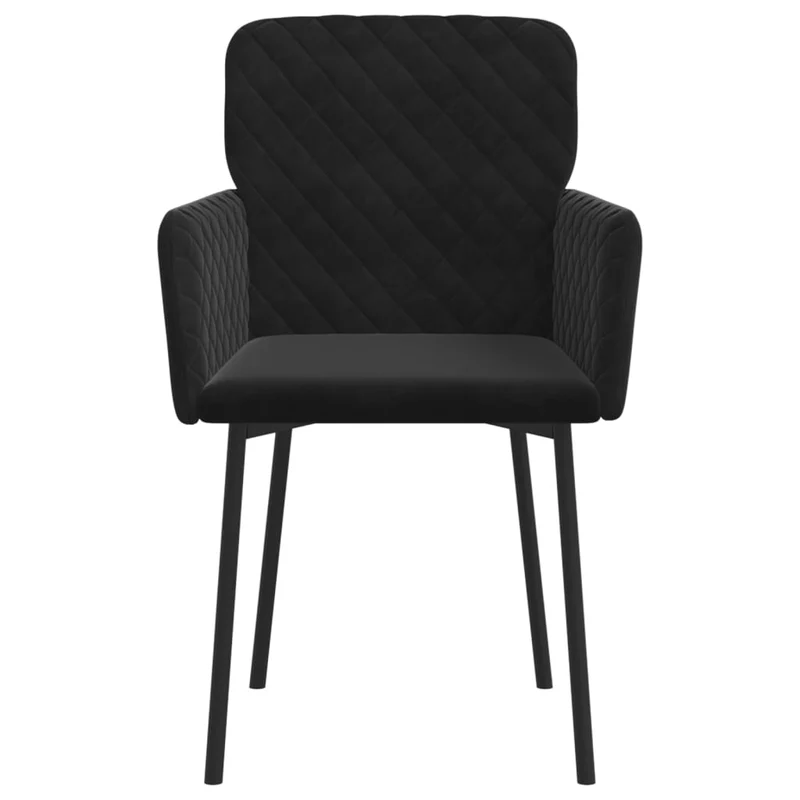 Set de 2 chaises de salle à manger en tissu velours noir et métal DEC025559