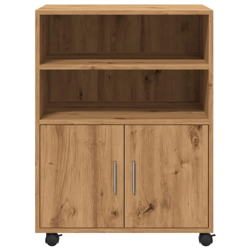 Meuble de bureau sur roulettes armoire de rangement 60 x 48 x 81 cm bois ingénierie couleur chêne DEC024491
