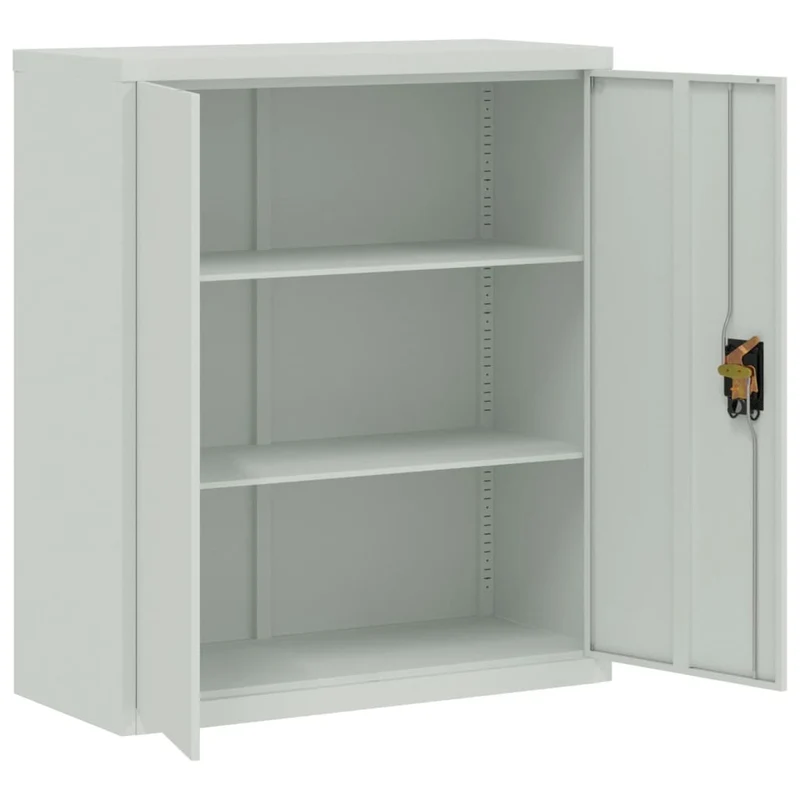 Caissons à tiroirs meuble de bureau avec étagères réglables portes verrouillables 90 x 40 x 105 cm acier gris DEC024539