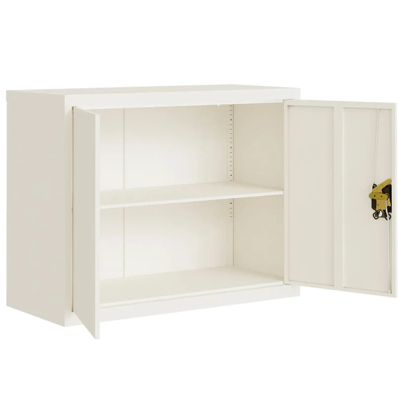 Caissons à tiroirs meuble de bureau avec étagère réglable portes verrouillables 90 x 40 x 70 cm acier blanc DEC024529