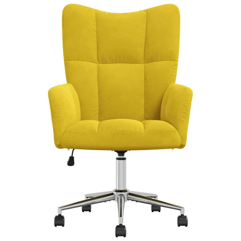 Fauteuil lounge chaise de canapé sur roulettes hauteur réglable design moderne en velours jaune moutarde DEC026715