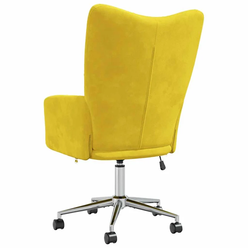 Fauteuil lounge chaise de canapé sur roulettes hauteur réglable design moderne en velours jaune moutarde DEC026715