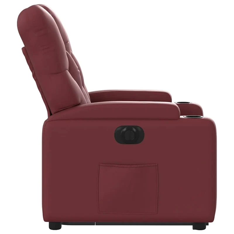 Fauteuil relax TV fonction de levage électrique très confortable en PVC rouge bordeaux DEC028522