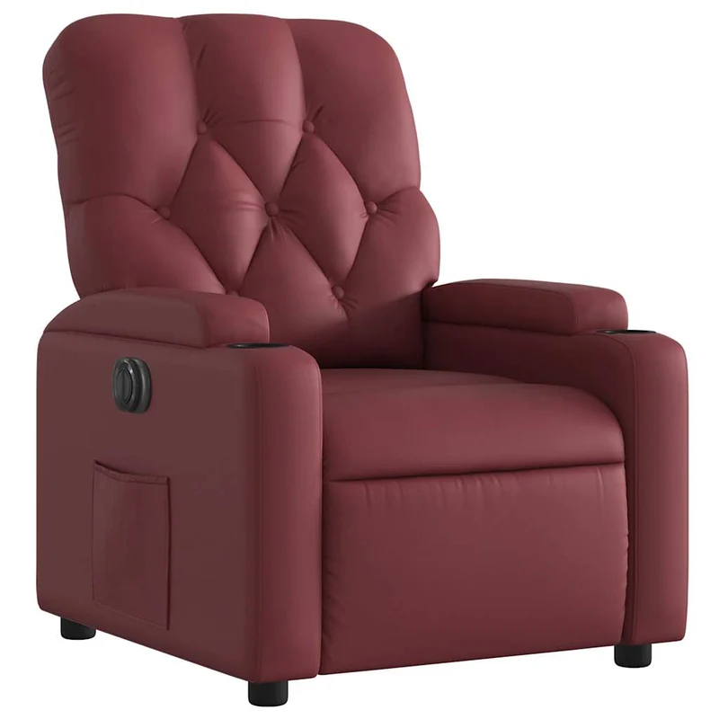 Fauteuil relax TV fonction d'inclinaison électrique très confortable en PVC rouge bordeaux DEC028519