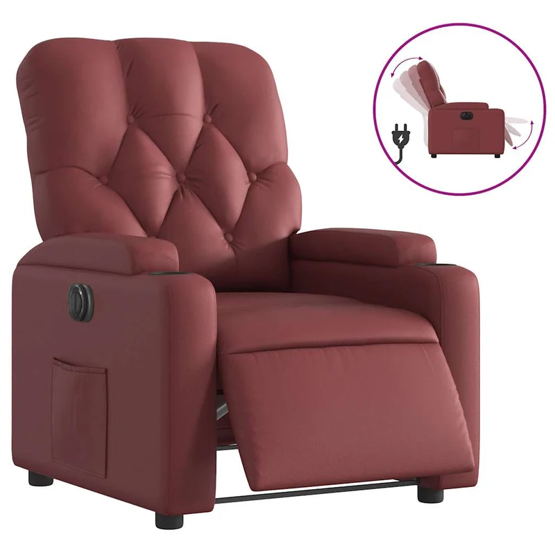 Fauteuil relax TV fonction d'inclinaison électrique très confortable en PVC rouge bordeaux DEC028519