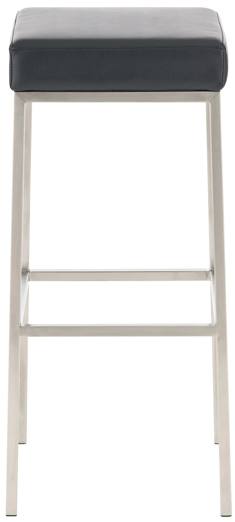 Tabouret de bar rembourré revêtement synthétique noir avec repose-pieds acier inoxydable hauteur de l'assise 85 cm TDB10248