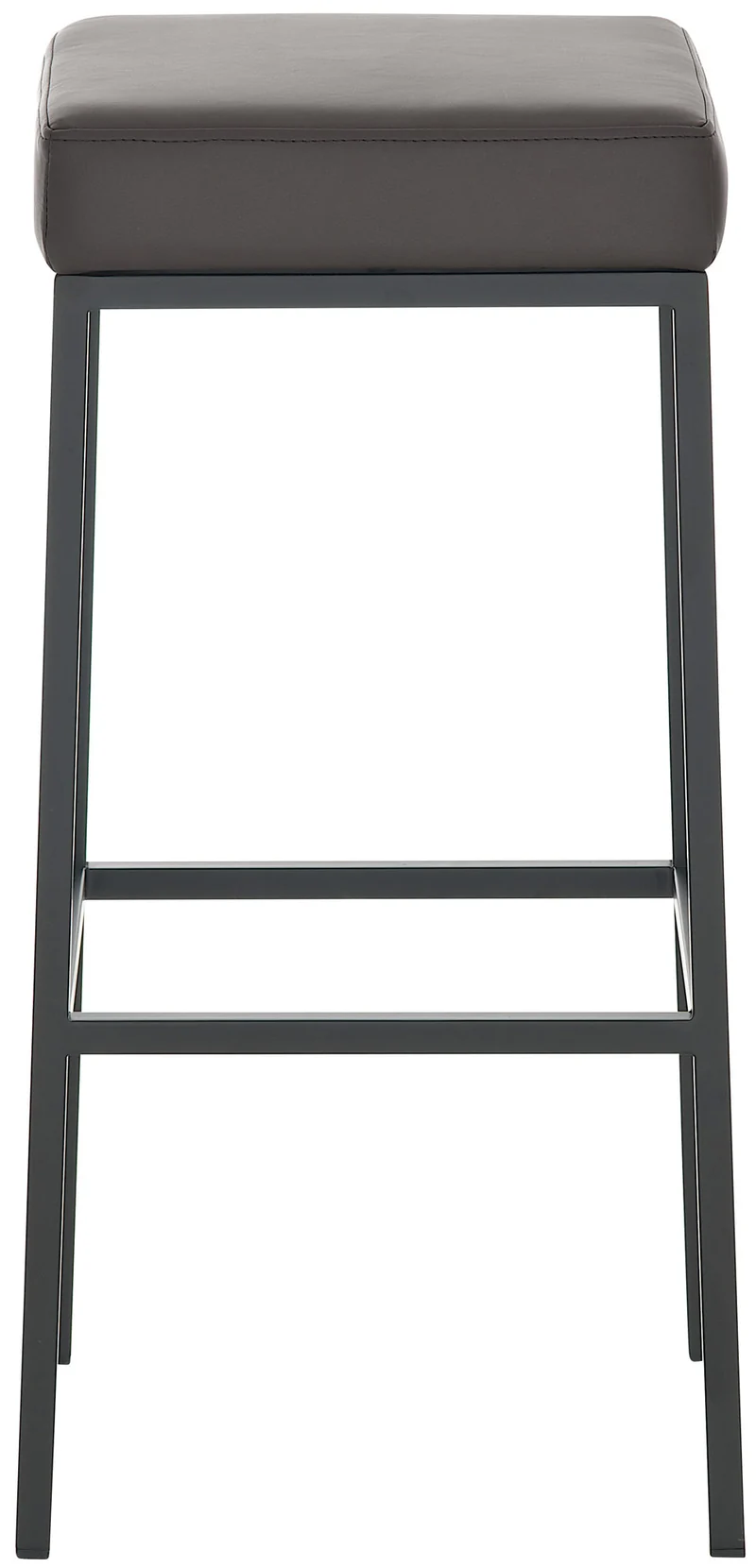 Lot de 2 tabourets de bar avec repose-pieds design simple hauteur 85 cm en PVC marron et métal noir 10_0004379