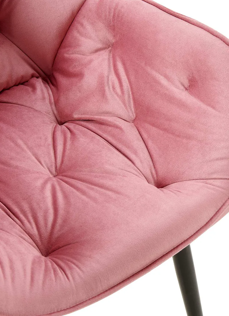 Chaise de salle à manger x1 design et moderne assise en velours rose et pieds en métal noir 10_0001496
