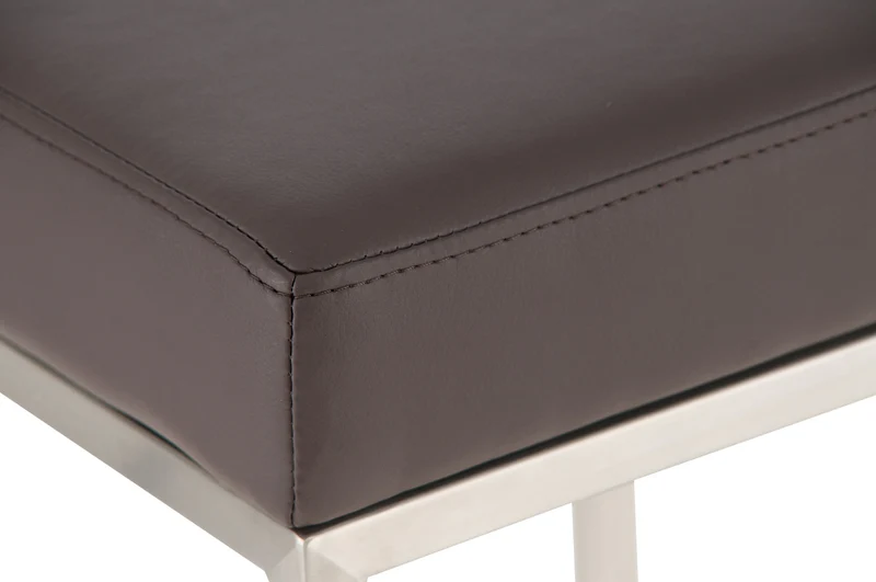 Tabouret de bar rembourré revêtement synthétique marron avec repose-pieds acier inoxydable hauteur de l'assise 85 cm 10_0000428