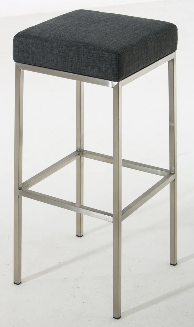 Lot de 2 tabourets de bar avec repose-pieds design simple hauteur 85 cm en tissu gris foncé et acier inoxydable 10_0004382