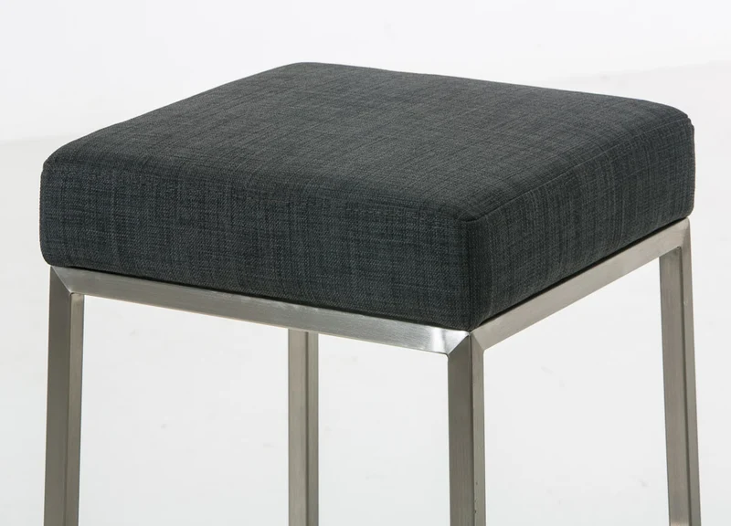 Lot de 2 tabourets de bar avec repose-pieds design simple hauteur 85 cm en tissu gris foncé et acier inoxydable 10_0004382