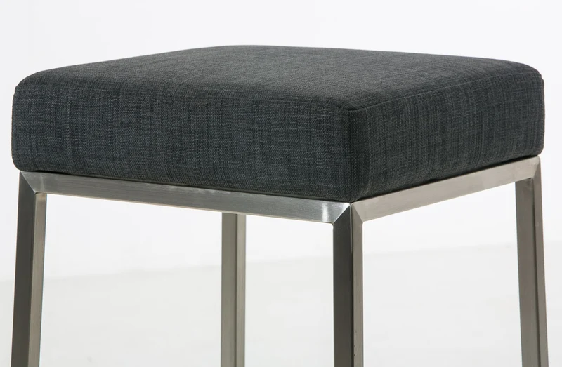 Lot de 2 tabourets de bar avec repose-pieds design simple hauteur 85 cm en tissu gris foncé et acier inoxydable 10_0004382