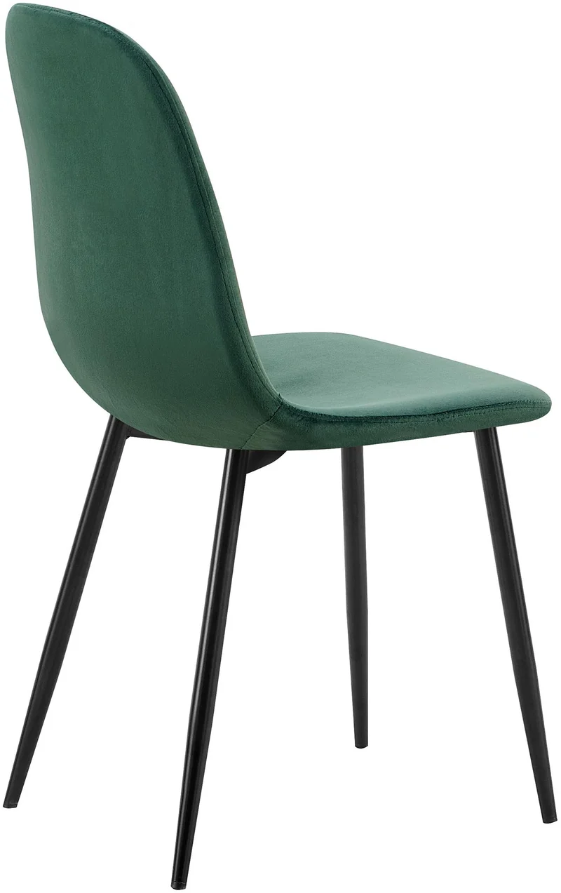 Chaise de salle à manger x1 design moderne coutures verticales velours vert et pieds en métal noir 10_0001983