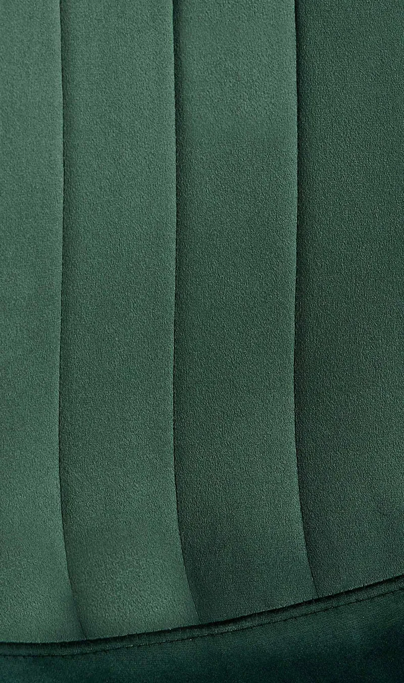 Chaise de salle à manger x1 design moderne coutures verticales velours vert et pieds en métal noir 10_0001983