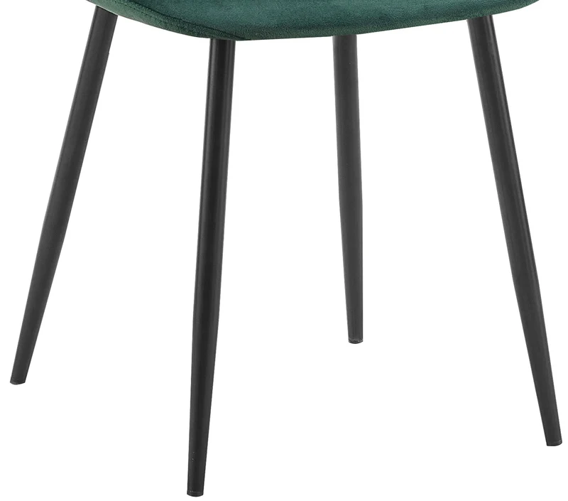 Chaise de salle à manger x1 design moderne coutures verticales velours vert et pieds en métal noir 10_0001983