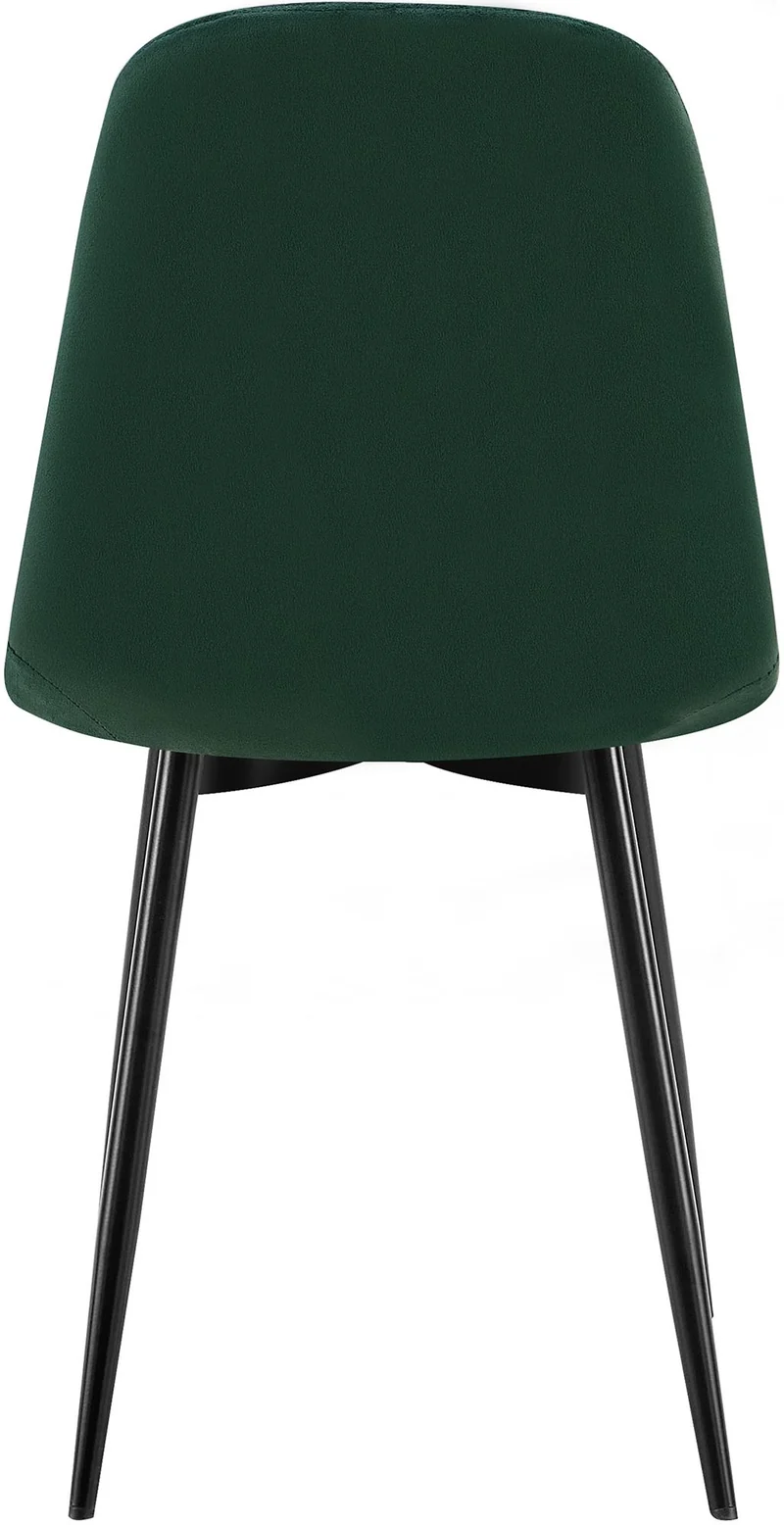 Chaise de salle à manger x1 design moderne coutures verticales velours vert et pieds en métal noir 10_0001983
