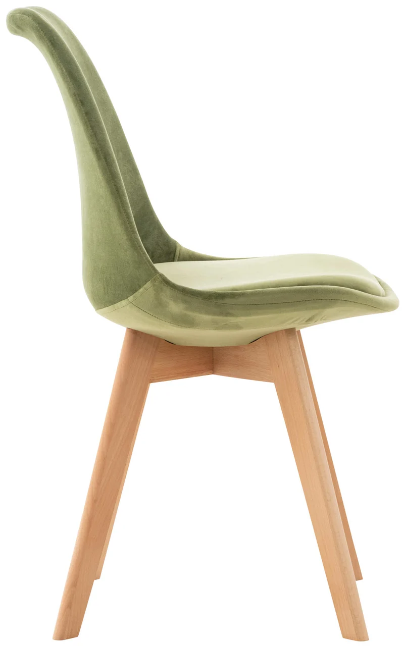 Chaise de salle à manger x1 design scandinave en velours vert clair et pieds en bois clair 10_0002287