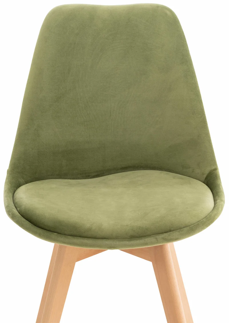 Chaise de salle à manger x1 design scandinave en velours vert clair et pieds en bois clair 10_0002287