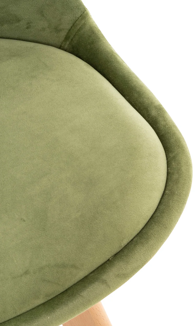 Chaise de salle à manger x1 design scandinave en velours vert clair et pieds en bois clair 10_0002287