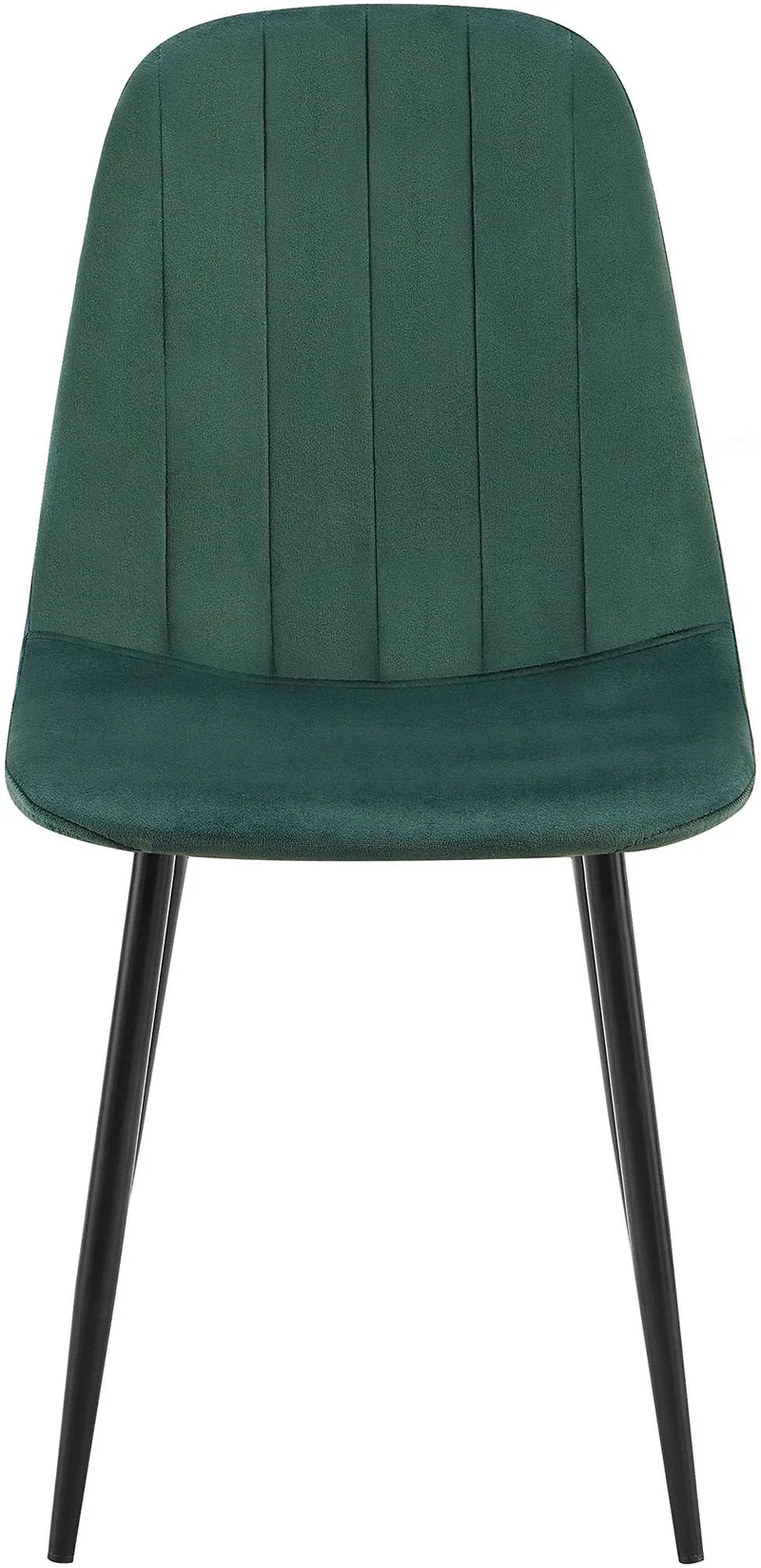 Set de 4 chaises de salle à manger coutures décoratives verticales en tissu vert et pieds métal noir 10_0001753