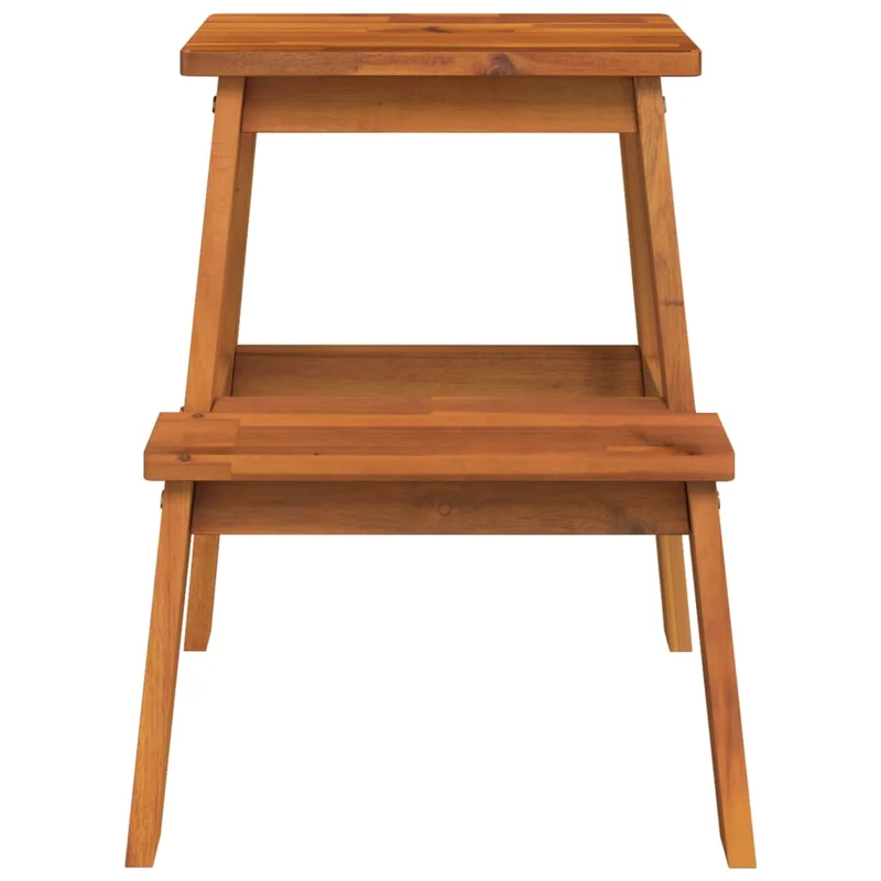 Tabouret assise escabeau 2 marches support plantes 40 x 38 x 50 cm en bois d'acacia marron DEC026379