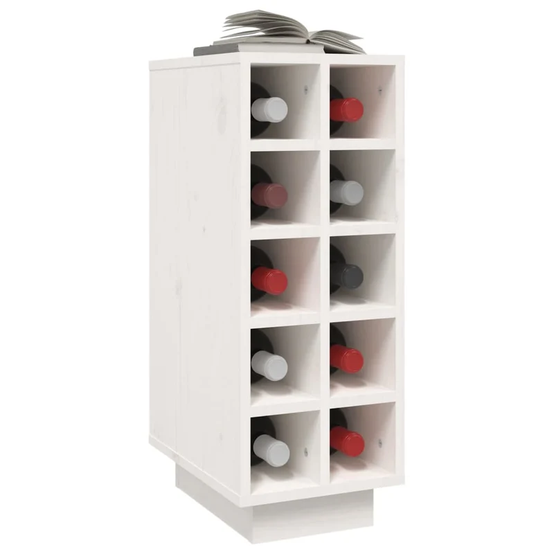 Armoire à vin jusqu'à 10 bouteilles 23 x 34 x 61 cm en bois de pin massif blanc DEC024257