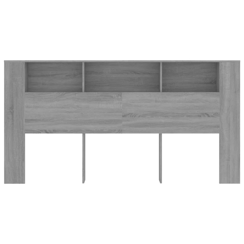 Tête de lit avec rangement accessoire de lit table de chevet étagère 200 x 18,5 x 104,5 cm MDF gris TDL0200004