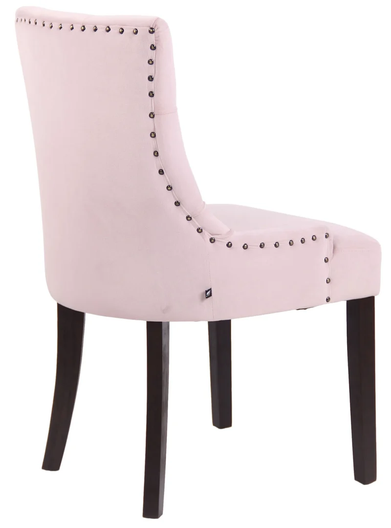 Chaise de salle à manger x1 design antique capitonné en velours rose avec 4 pieds en bois marron 10_0001930