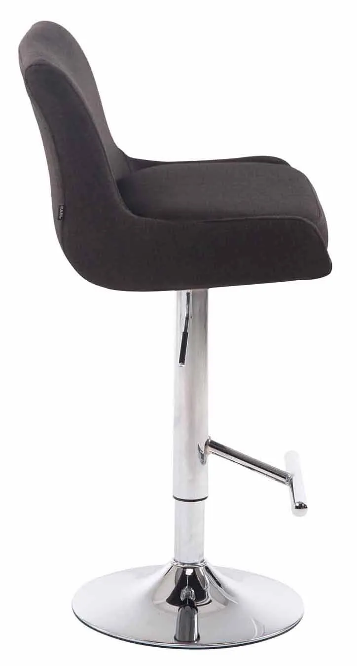Tabouret de bar avec repose-pied design moderne en tissu gris foncé pieds en métal aspect chromé TDB10459