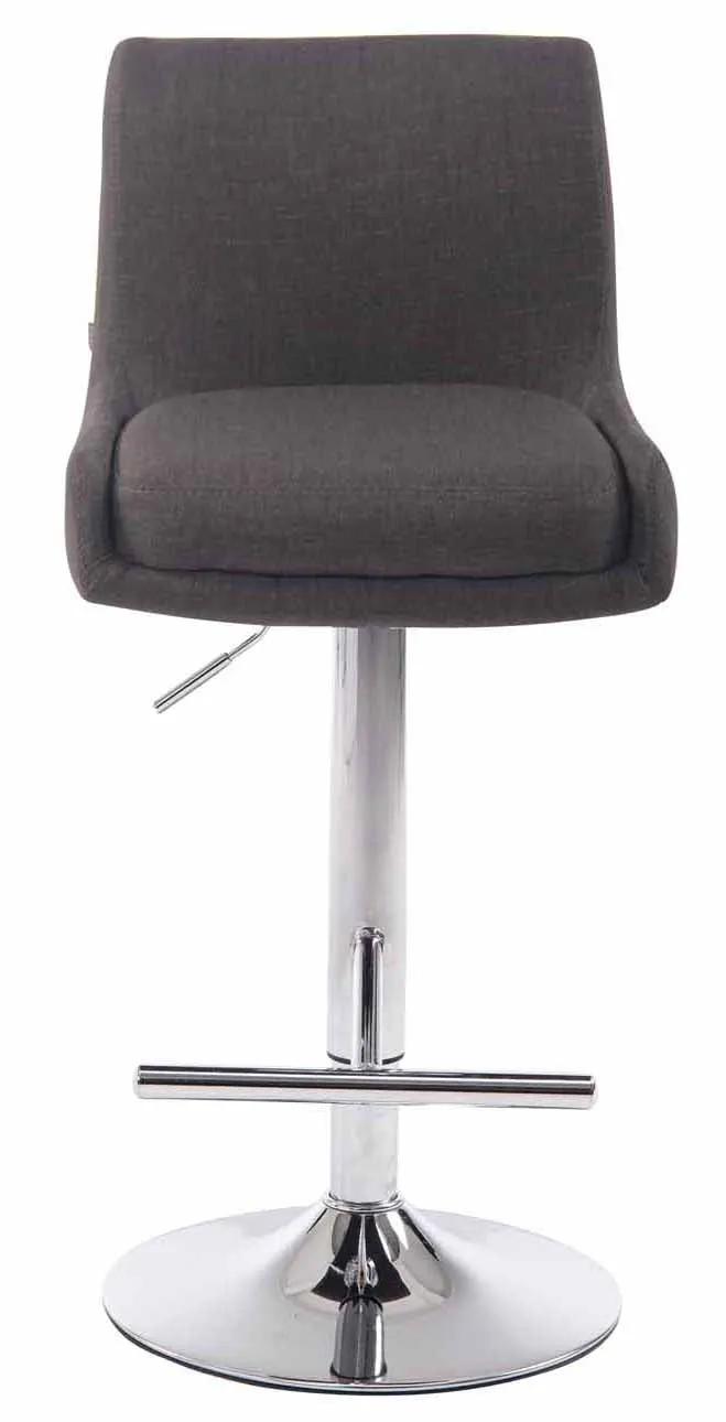 Tabouret de bar avec repose-pied design moderne en tissu gris foncé pieds en métal aspect chromé TDB10459