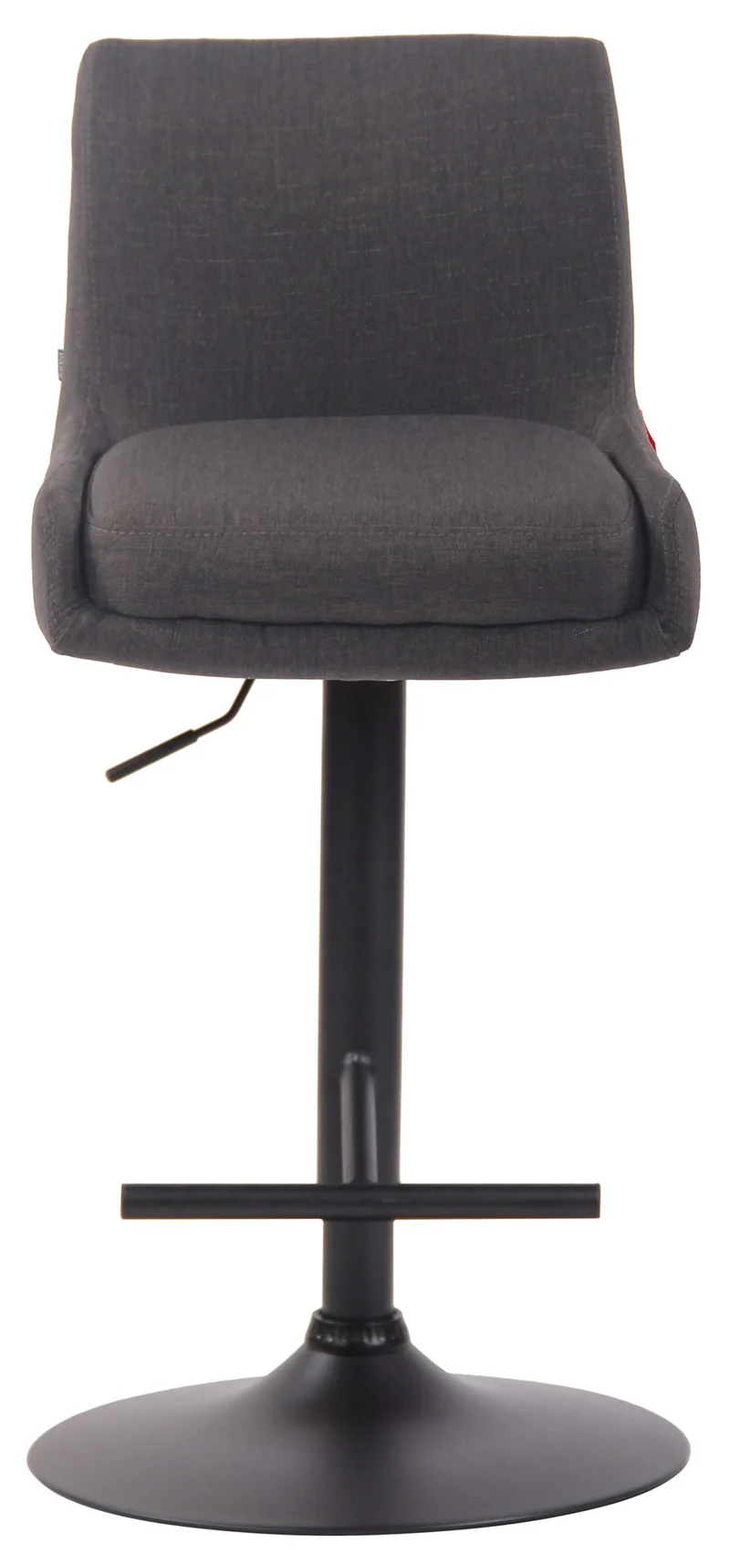 Tabouret de bar avec repose-pied design moderne en tissu gris foncé pieds en métal noir mat TDB10440