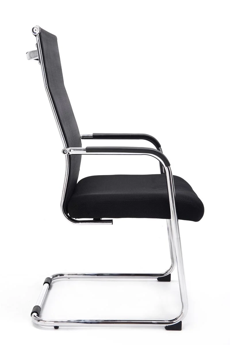 Chaise pour visiteur fauteuil de bureau avec accoudoirs noir pieds chromé BUR10144