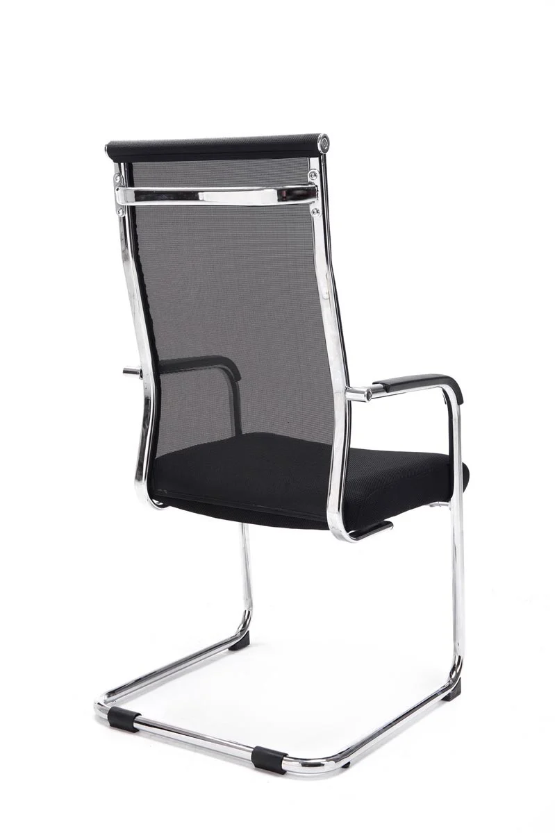 Chaise pour visiteur fauteuil de bureau avec accoudoirs noir pieds chromé BUR10144